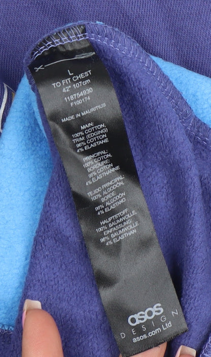 Mens UK Size L ASOS Design Blue Pullover Hoodie