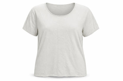 Emreco Women's Grey Linen Blend Short Sleeve Basic T-Shirt Size 18