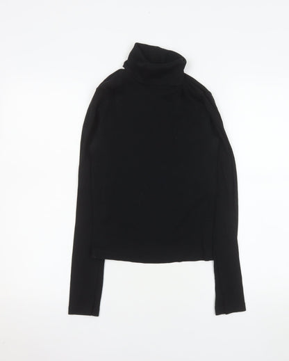 ZARA Women Black Roll Neck Long Sleeve Basic Slim Fit Top Size M