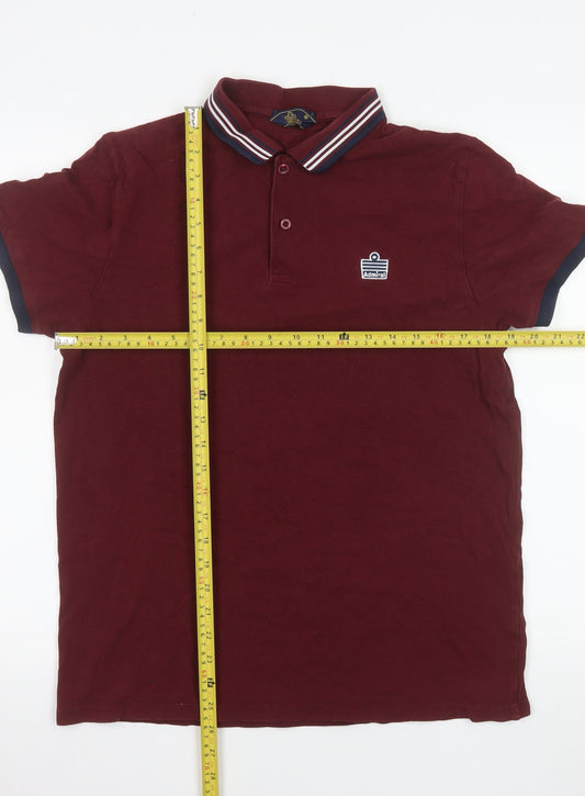 Admiral Men's Red Cotton Short Sleeve Polo Shirt Size M