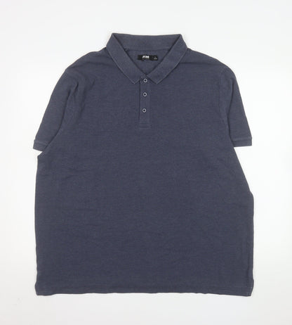 Jacamo Men's Blue 1X Regular Fit Short Sleeve Polo Shirt