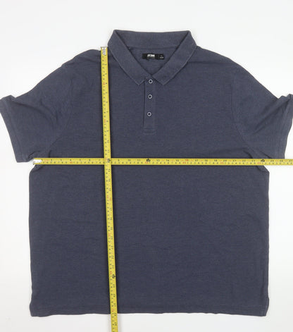 Jacamo Men's Blue 1X Regular Fit Short Sleeve Polo Shirt
