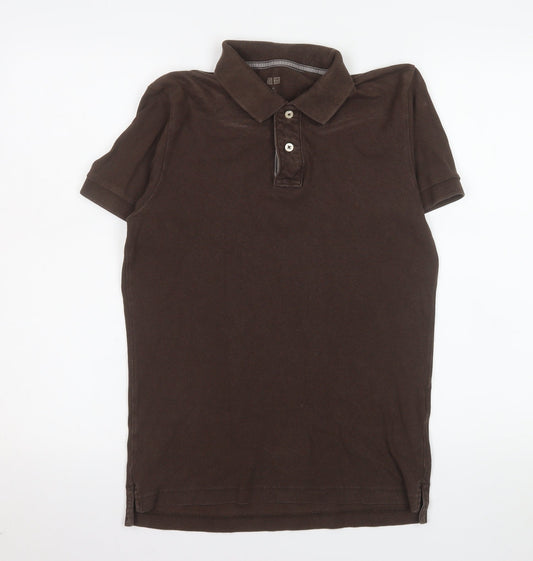 Uniqlo Men's Brown Cotton Short Sleeve Polo Shirt XS