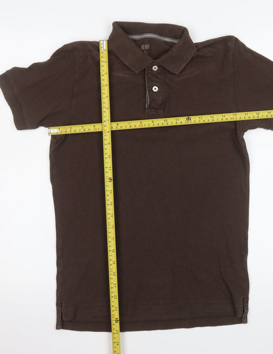 Uniqlo Men's Brown Cotton Short Sleeve Polo Shirt XS