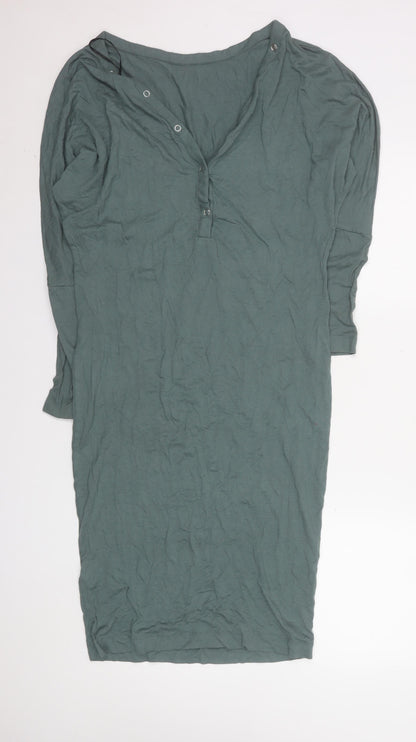 H&M Women Green V-Neck Bodycon Jersey Dress Size 10