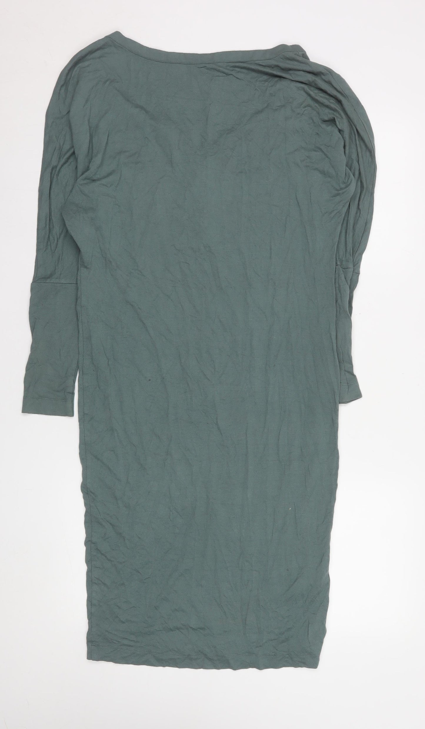 H&M Women Green V-Neck Bodycon Jersey Dress Size 10