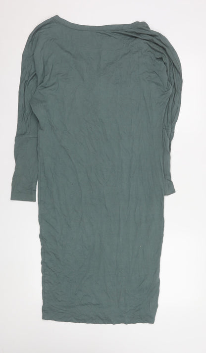 H&M Women Green V-Neck Bodycon Jersey Dress Size 10