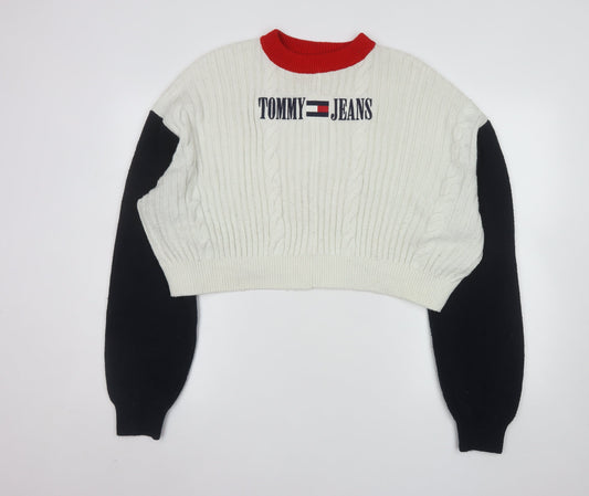 Womens UK Size XL Tommy Jeans White Pullover Jumper