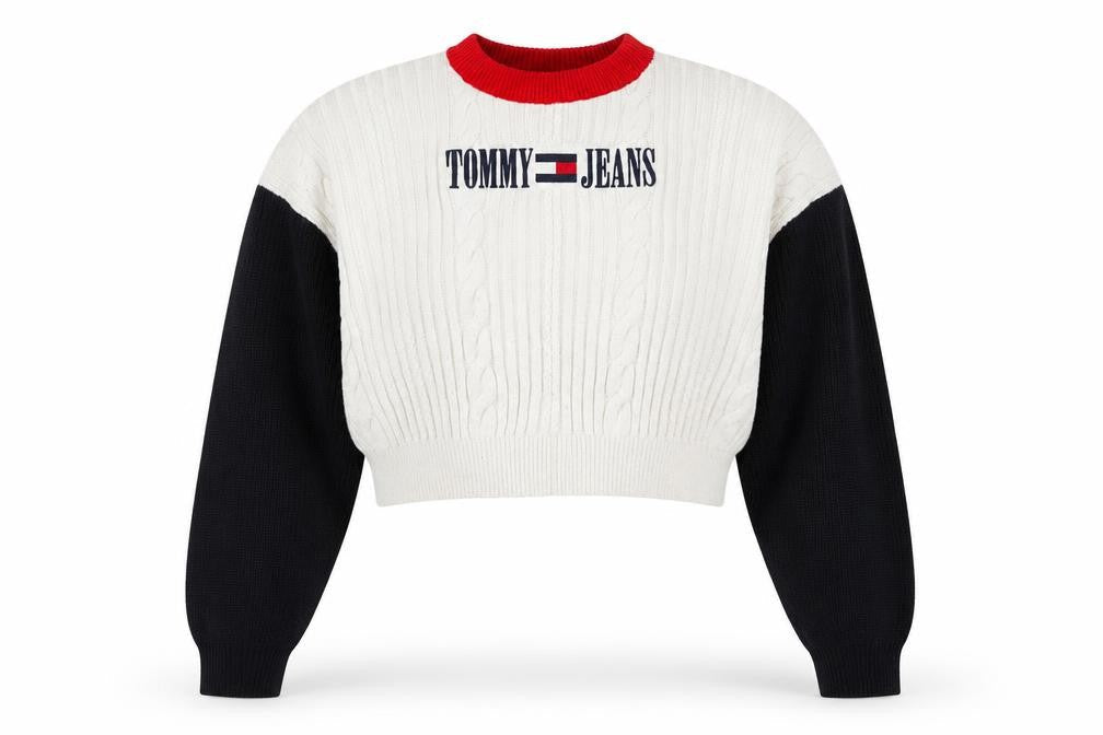 Womens UK Size XL Tommy Jeans White Pullover Jumper