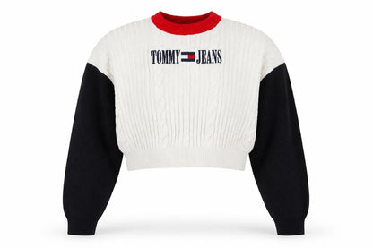 Womens UK Size XL Tommy Jeans White Pullover Jumper