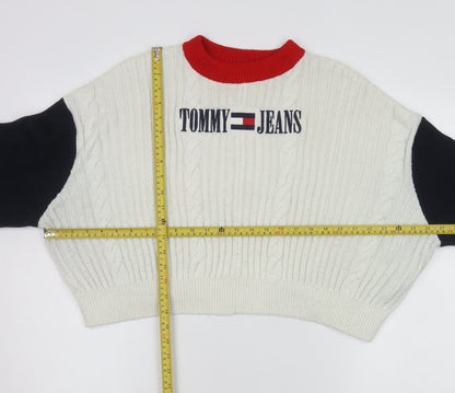 Womens UK Size XL Tommy Jeans White Pullover Jumper
