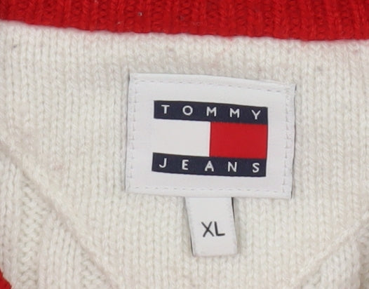 Womens UK Size XL Tommy Jeans White Pullover Jumper
