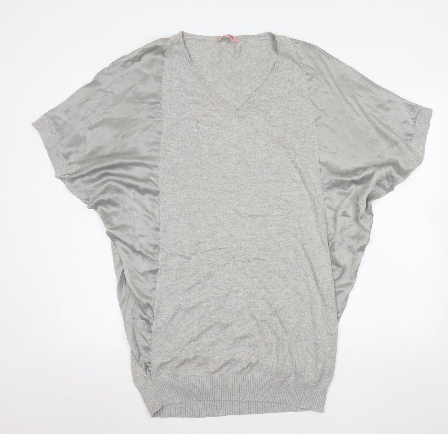 Phase Eight Women’s Grey V-Neck Tunic Blouse Size 12 Relaxed Fit