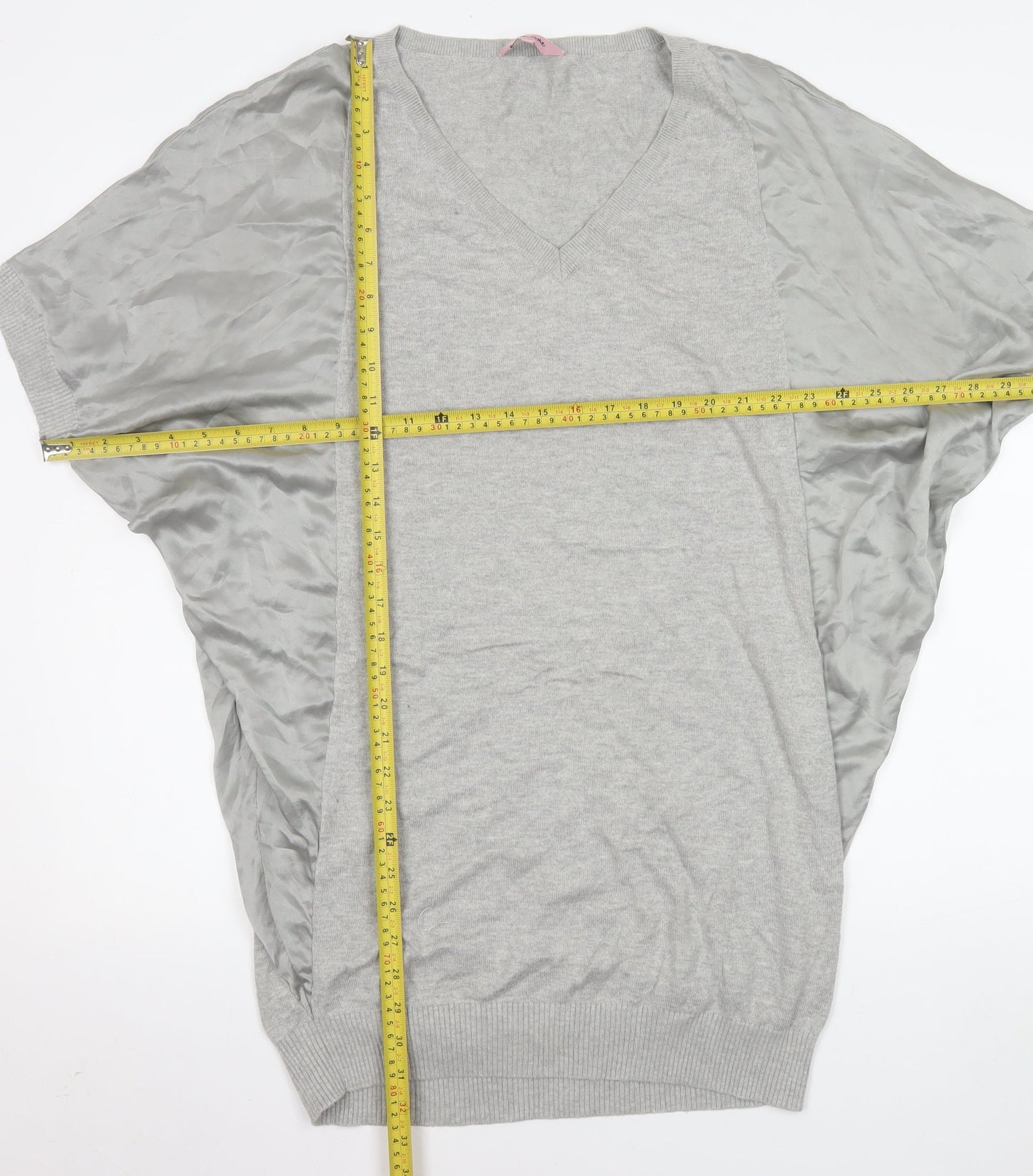 Phase Eight Women’s Grey V-Neck Tunic Blouse Size 12 Relaxed Fit