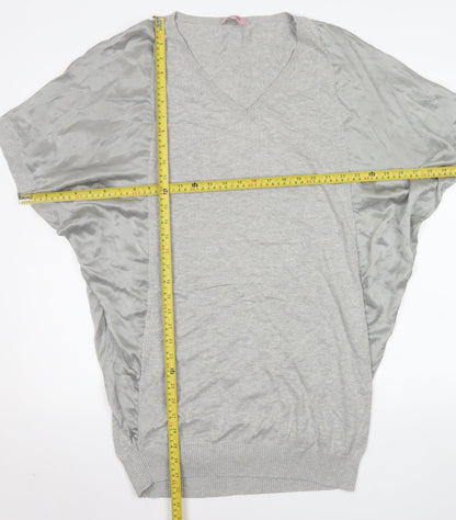 Phase Eight Women’s Grey V-Neck Tunic Blouse Size 12 Relaxed Fit