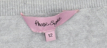 Phase Eight Women’s Grey V-Neck Tunic Blouse Size 12 Relaxed Fit