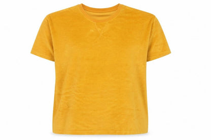 ASOS DESIGN Women’s Yellow Velour Short Sleeve Crew Neck T-Shirt M