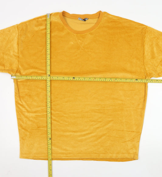 ASOS DESIGN Women’s Yellow Velour Short Sleeve Crew Neck T-Shirt M