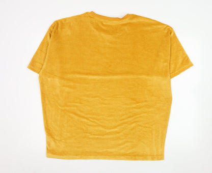 ASOS DESIGN Women’s Yellow Velour Short Sleeve Crew Neck T-Shirt M