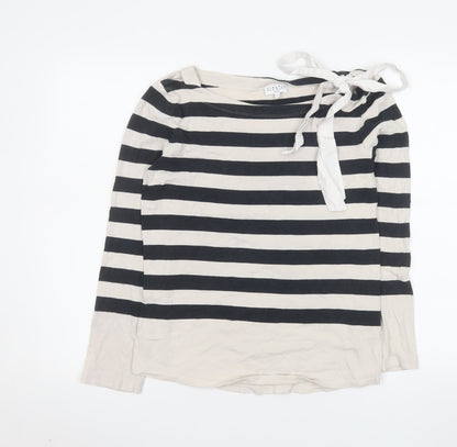 Claudie Pierlot Women’s Black White Striped Long Sleeve Bow Top Size 10