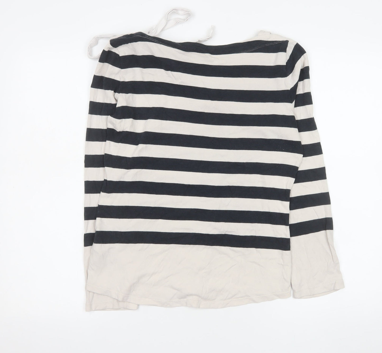 Claudie Pierlot Women’s Black White Striped Long Sleeve Bow Top Size 10