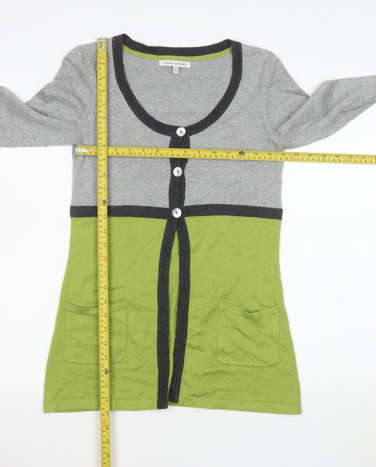 Laura Ashley Women’s Grey & Green Knit Cardigan UK 10