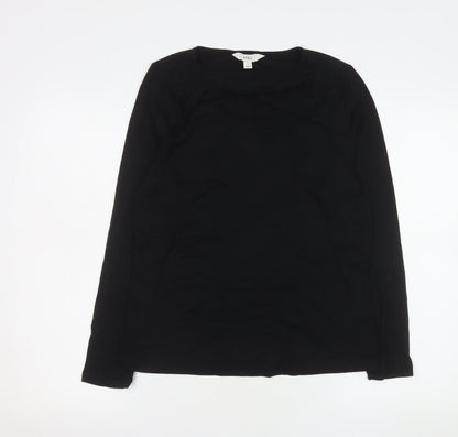 Marks and Spencer Women's Black Long Sleeve Viscose Blend T-Shirt Size 16