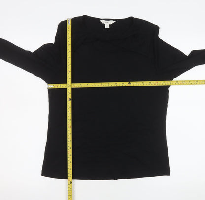 Marks and Spencer Women's Black Long Sleeve Viscose Blend T-Shirt Size 16