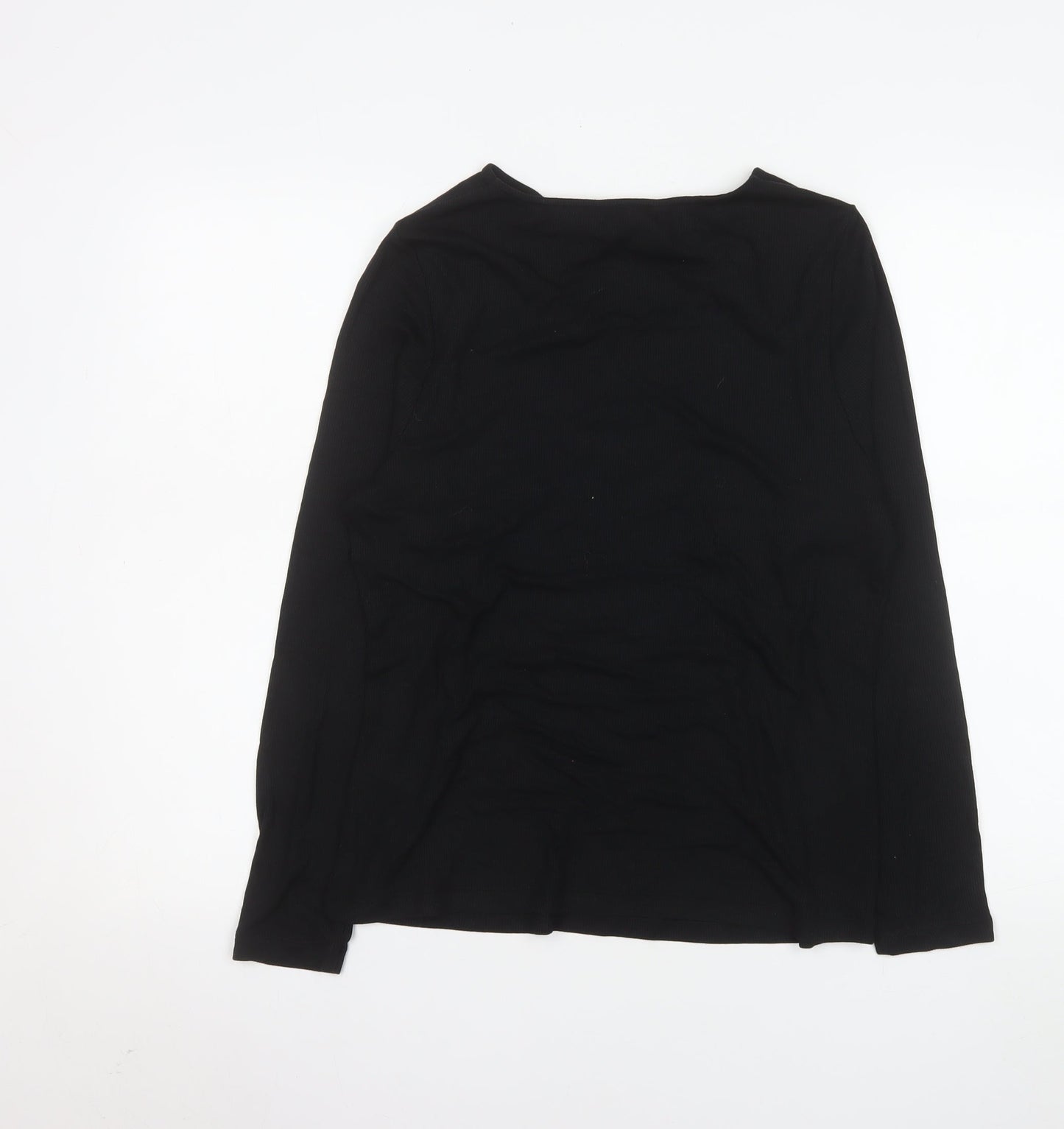 Marks and Spencer Women's Black Long Sleeve Viscose Blend T-Shirt Size 16