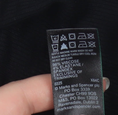 Marks and Spencer Women's Black Long Sleeve Viscose Blend T-Shirt Size 16