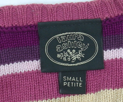 Laura Ashley Women's Multicoloured Stripe Cotton Jumper Small Petite