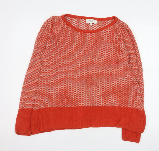 Next Women's Red Geometric Knit Jumper Size 16 Crew Neck