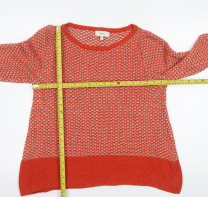 Next Women's Red Geometric Knit Jumper Size 16 Crew Neck