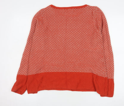 Next Women's Red Geometric Knit Jumper Size 16 Crew Neck