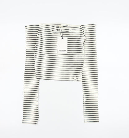 Womens UK Size 8 Pull&Bear White Cropped T-Shirt