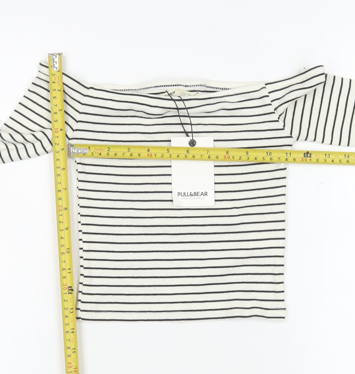 Womens UK Size 8 Pull&Bear White Cropped T-Shirt