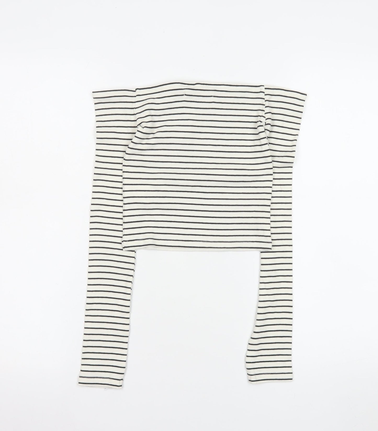 Womens UK Size 8 Pull&Bear White Cropped T-Shirt