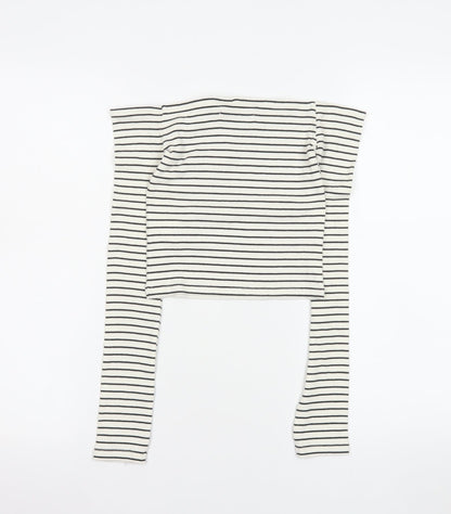 Womens UK Size 8 Pull&Bear White Cropped T-Shirt