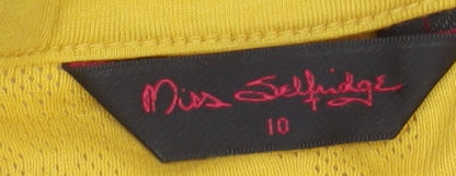 Miss Selfridge Women’s Yellow Cotton Cropped Button-Up Top Size 10