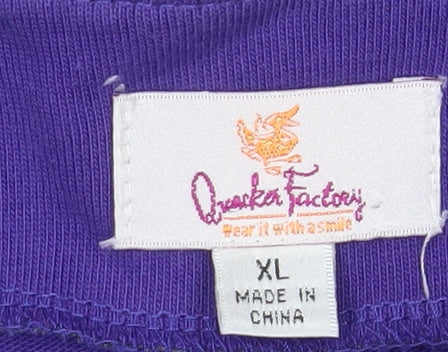Womens UK Size XL Quacker Factory Purple Basic T-Shirt