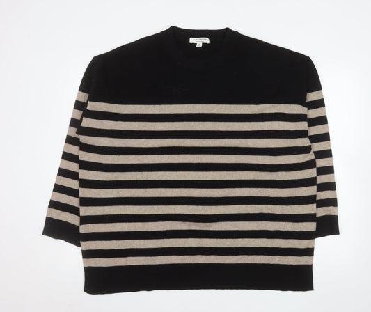 Marks and Spencer Autograph Women’s Black Beige Striped Cashmere Jumper XL