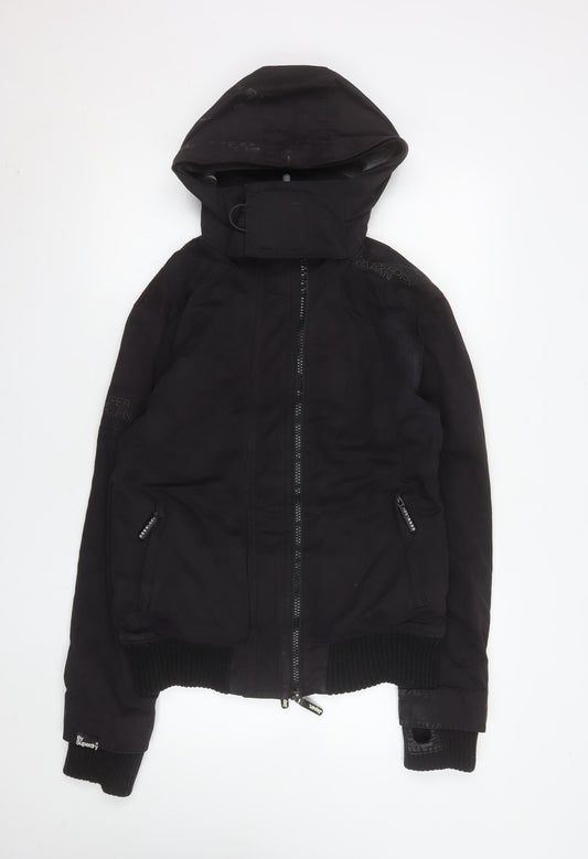 Mens UK Size M Superdry Black Bomber Jacket