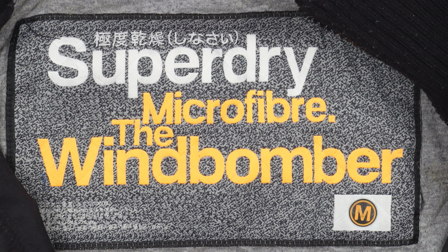 Mens UK Size M Superdry Black Bomber Jacket
