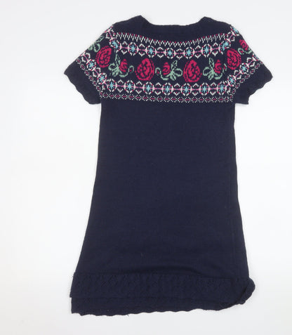 Falmer Heritage Women Blue Fair Isle Jumper Dress Size 10