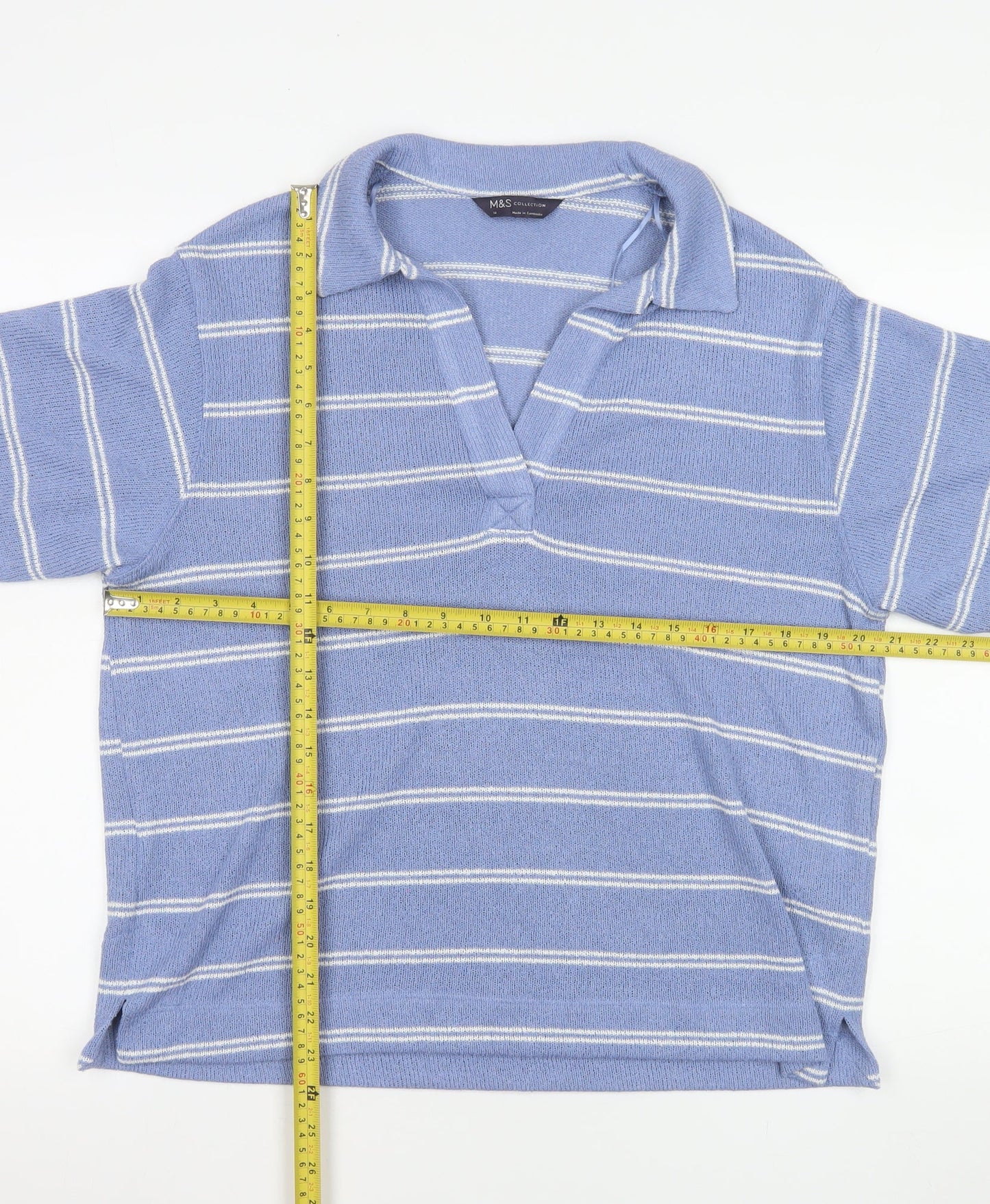 Womens UK Size 14 Marks and Spencer Blue Basic Polo
