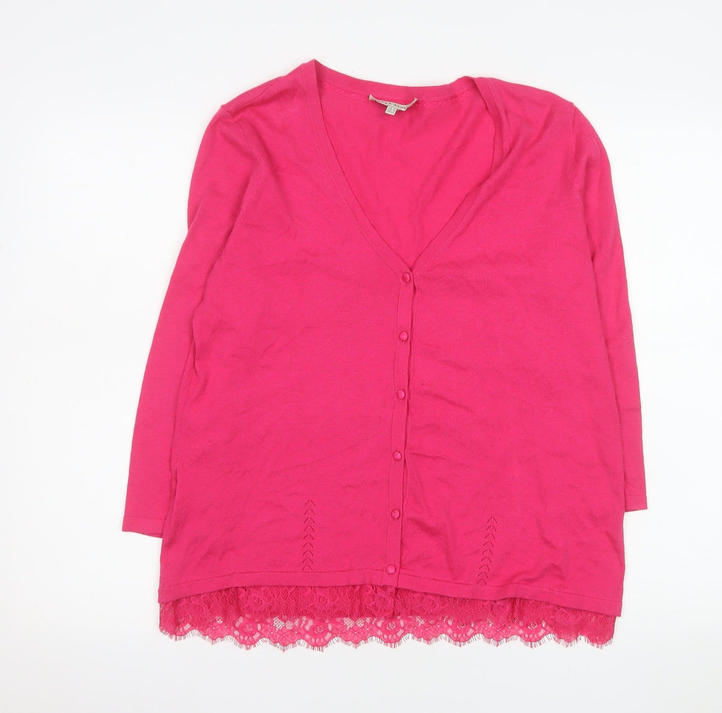 Womens UK Size 16 Laura Ashley Pink Cardigan Jumper