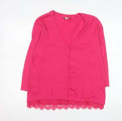 Womens UK Size 16 Laura Ashley Pink Cardigan Jumper