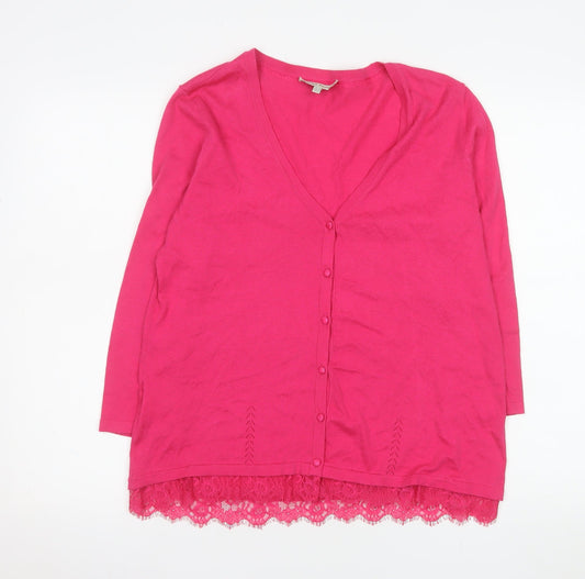 Womens UK Size 16 Laura Ashley Pink Cardigan Jumper