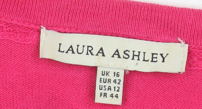 Womens UK Size 16 Laura Ashley Pink Cardigan Jumper