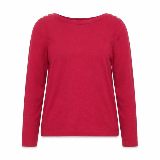 Hobbs Women Red Knit Long Sleeve Boat Neck Blouse M